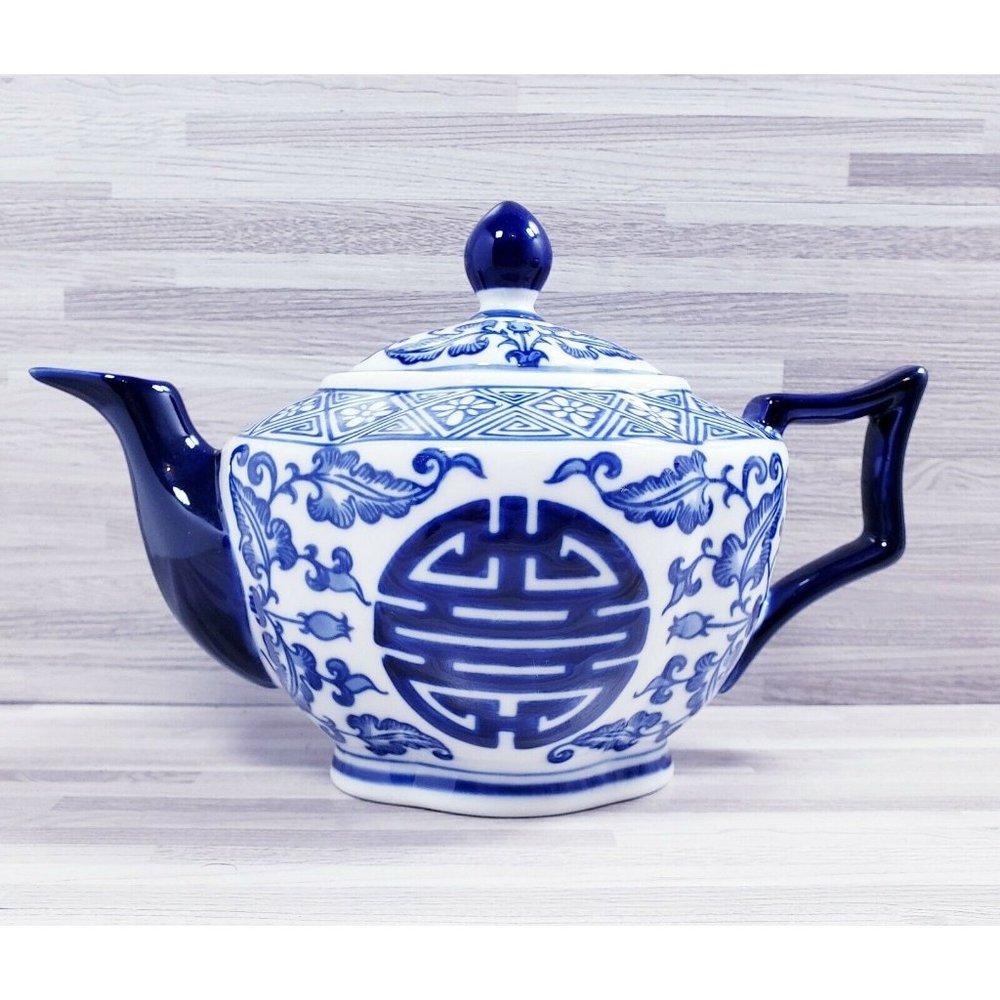 Bombay White & Cobalt Blue Floral Teapot